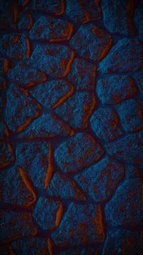 Grainy textured stone wall featuring deep blue and burnt orange hues, offer.. Illustrazione stock