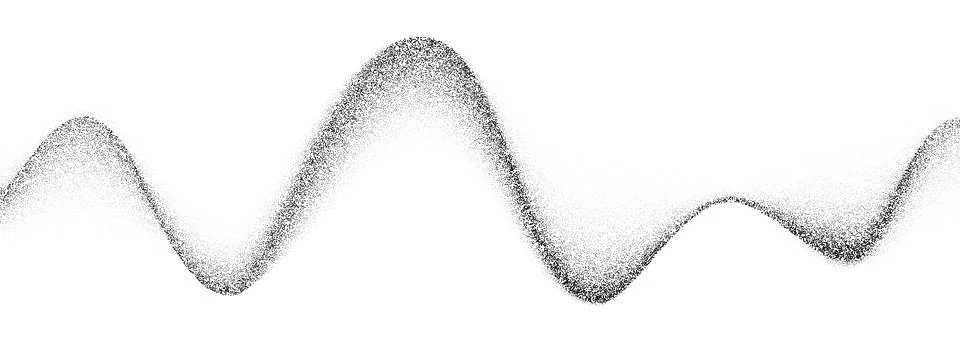Grainy wave gradient texture. Black stippled flowing line background. Grunge Stock Illustration
