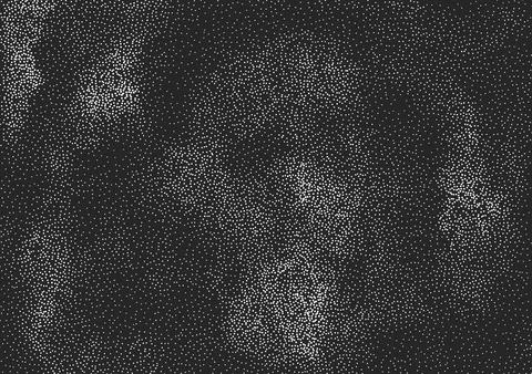 Grainy white texture on black background. Grunge dotted effect, abstract layout Stock Illustration