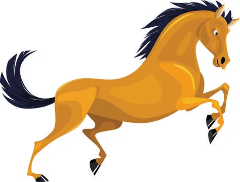 Graminivore species icon horse sketch colored cartoon character Stock Illustration