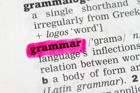 Grammar Dictionary Definition Stock Photos