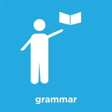 Grammar icon isolated on blue background Stockillustratie