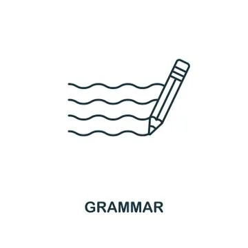 Grammar outline icon. Creative design from school icon collection. Premium Stock Illustration