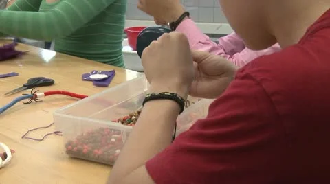 Grammar school children in art class (3 of 3) Video stock 10322345