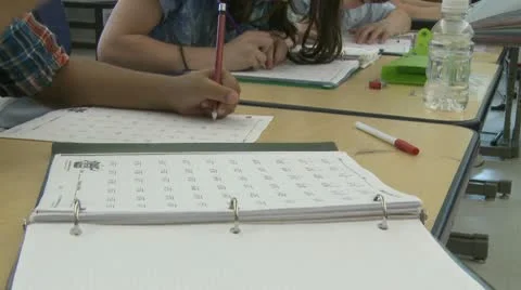 Grammar school student taking math test (2 of 2) Stock Footage 8978941
