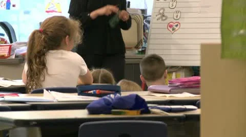 Grammar school students in art class (2 of 2) Stock Footage 8979352
