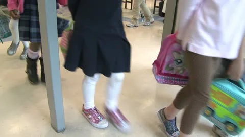 Grammar school students leaving their classroom (1 of 2) Stock Footage 8979203