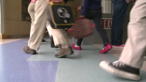 Grammar school students leaving their classroom (2 of 2) Stock Footage 8979207