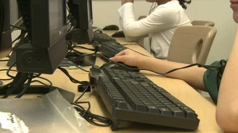 Grammar school students using computer in classroom (10 of 11) Stock Footage 8979031