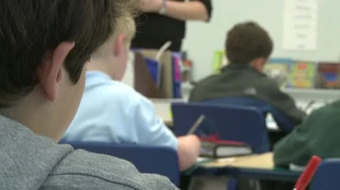 Grammar school students working in classroom (1 of 4) Stock Footage 8978944