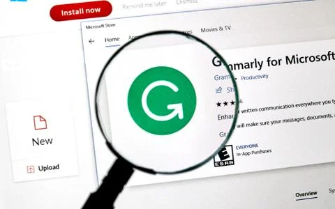 Grammarly check web app Stock Photos