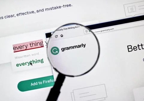 Grammarly check web app Stock Photos