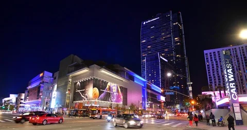 Grammy Museum, ESPN Zone, Microsoft Center and Ritz Carlton in Los Angeles, 4K Stock Footage 100815405