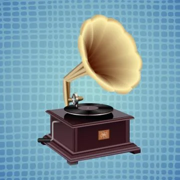Gramophone on a blue background Stock Illustration