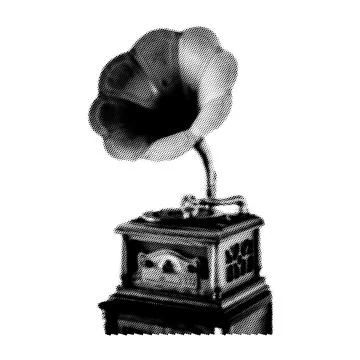 Gramophone collage. Design element in trendy dotted pop art style. Retro half 스톡 일러스트