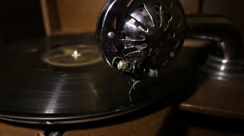 Gramophone Disc Rotates and Stops Stock Footage 58944936