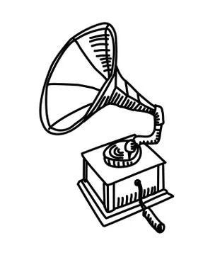 Gramophone drawing. Vector Stock Illustration