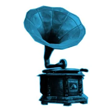 Gramophone halftone collage element. Grunge cut out shape with dotted textu.. Stock Illustration