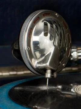 Gramophone head on vinyl Stock Photos