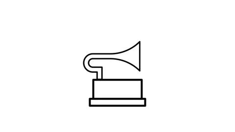 A gramophone icon featuring a bright horn, symbolizing vintage music.. Stock Footage 333233501