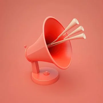 Gramophone icon simple 3d render illustration on red pastel background. 스톡 일러스트