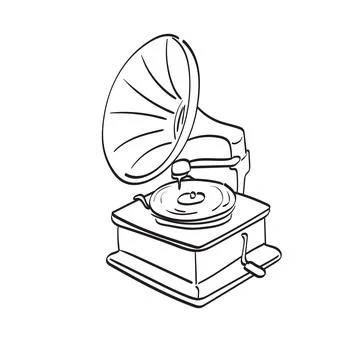 Gramophone illustration vector hand drawn isolated on white background Stock Illustration