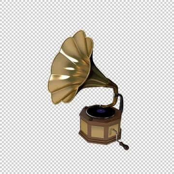 Gramophone. Isolated on transparent background. 스톡 일러스트