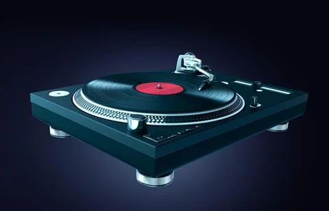Gramophone modern on dark background 3d illustration Stock Illustration