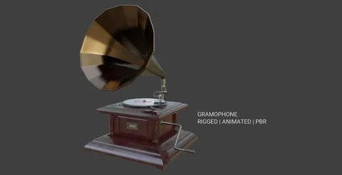 Gramophone Phonograph Low-poly 3D model 3D Model