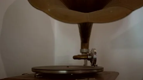 Gramophone Playing on A Corner Stock Footage 153616307