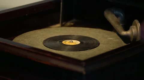 Gramophone playing a record Stock Footage 21931346