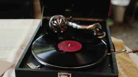 Gramophone record Stock Footage 128042453