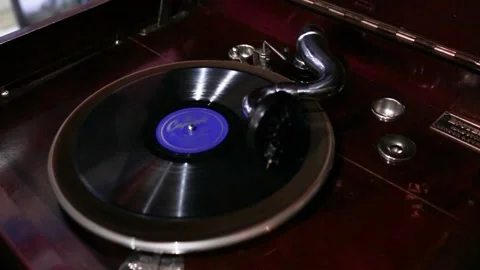 Gramophone record, LP record Player, music, vintage, antiques Stock Footage 169811332