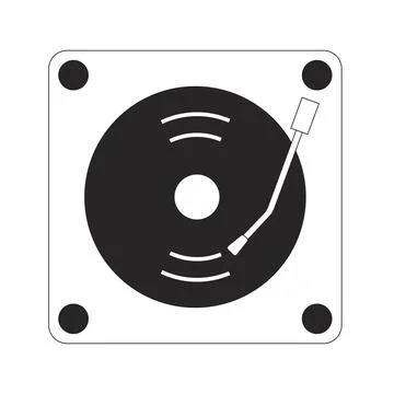 Gramophone record player grey white icon Stock Illustration