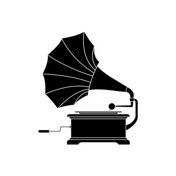 Gramophone vector. A gramophone is an old type of record player. Classical .. Stock Illustration
