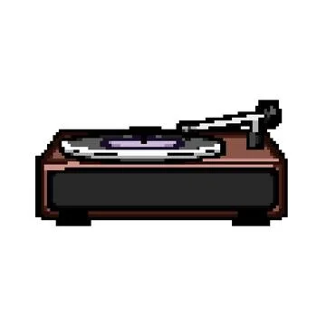 Gramophone vinyl player pixel art vector illustration Stock Illustration