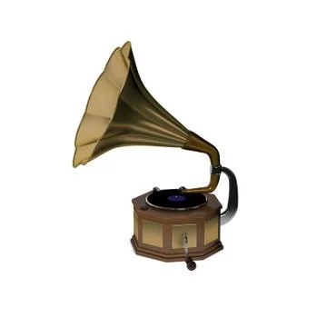 Gramophone.Isolated on white background.3D rendering illustration. イラスト素材