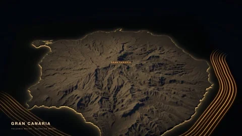 Gran Canaria 3D terrain relief map at night Vídeos de archivo 344566120