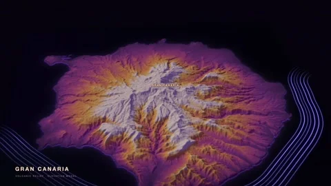 Gran Canaria 3D terrain relief map in a thermal imaging palette Video stock 344566175
