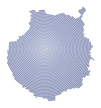 Gran Canaria dotted map. Digital style shape of Gran Canaria. Tech icon of .. Illustrazione stock