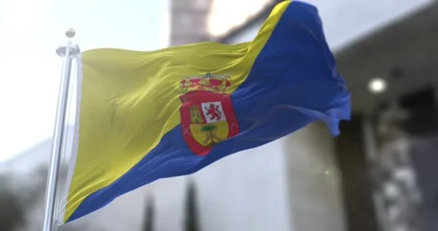 Gran canaria flag waving-seamless-loop-4k-60fps Stock Footage 343366061