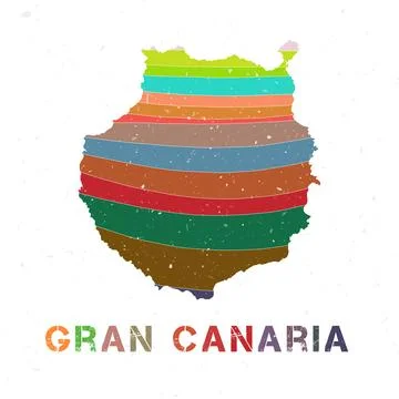 Gran Canaria map design. Shape of the island with beautiful geometric waves.. 스톡 일러스트