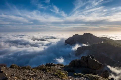 Gran Canaria mountain with clouds Stock Photos