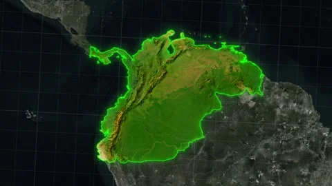 Gran Colombia Map Animation on Satellite View of South America Stock Footage 339655003