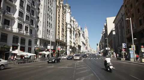 Gran Via with heavy traffic Stock Footage 68558347