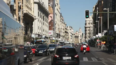 Gran Via with heavy traffic Stock Footage 68558704