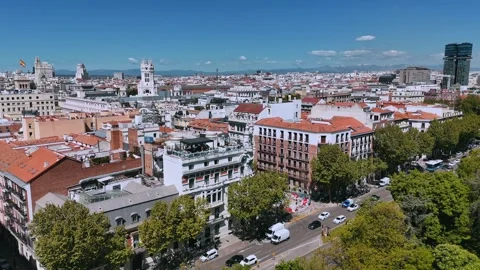 Gran Via Madrid Rooftop View Stock Footage 336638937