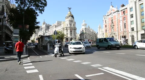 Gran Via in Madrid, Spain Stock Footage 68924031