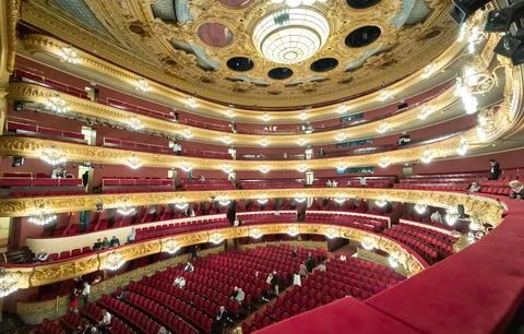 Gran Teatre del Liceu boasts intricate gold detailing Stock Photos