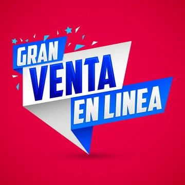 Gran Venta en Linea, Great Online Sale Spanish text, vector design. Stock Illustration